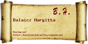Balaicz Hargitta névjegykártya